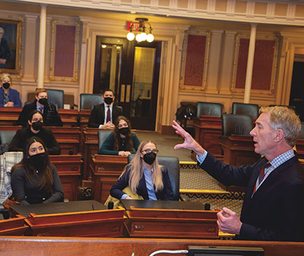 Students receive exclusive presentations during visits to the House and Senate chambers.